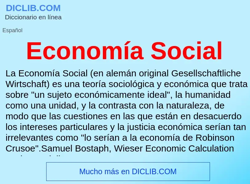 What is Economía Social - meaning and definition