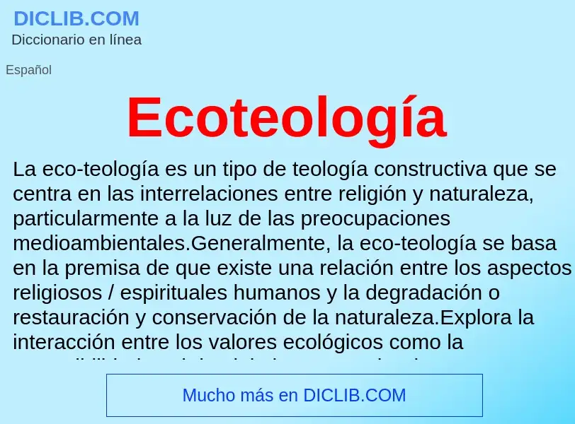 What is Ecoteología - meaning and definition