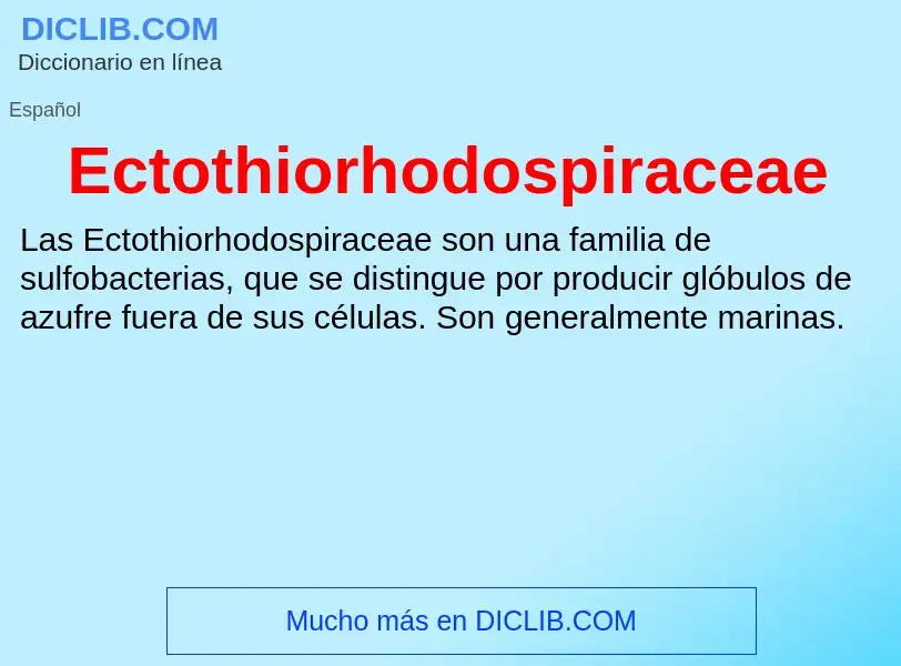 What is Ectothiorhodospiraceae - meaning and definition