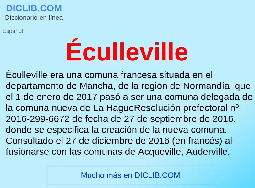 ¿Qué es Éculleville? - significado y definición