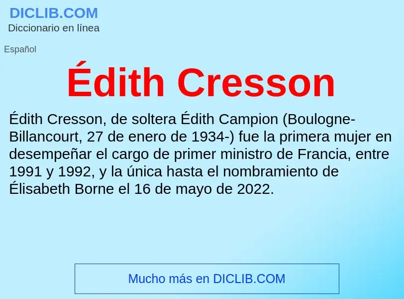 ¿Qué es Édith Cresson? - significado y definición