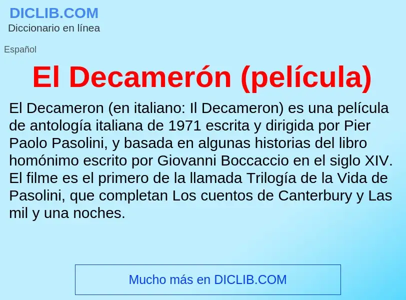 ¿Qué es El Decamerón (película)? - significado y definición