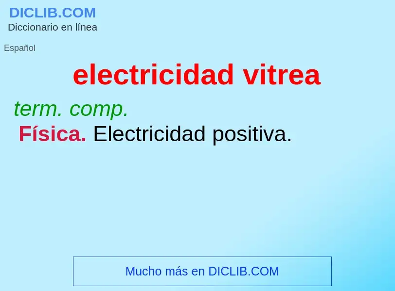 What is electricidad vitrea - meaning and definition