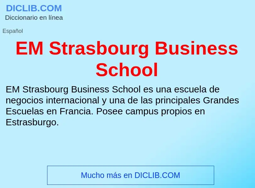 Τι είναι EM Strasbourg Business School - ορισμός