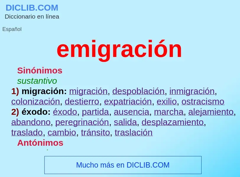 Что такое emigración - определение