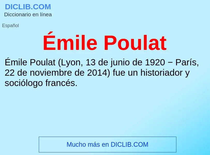 What is Émile Poulat - meaning and definition