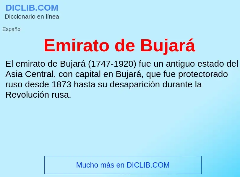 ¿Qué es Emirato de Bujará? - significado y definición