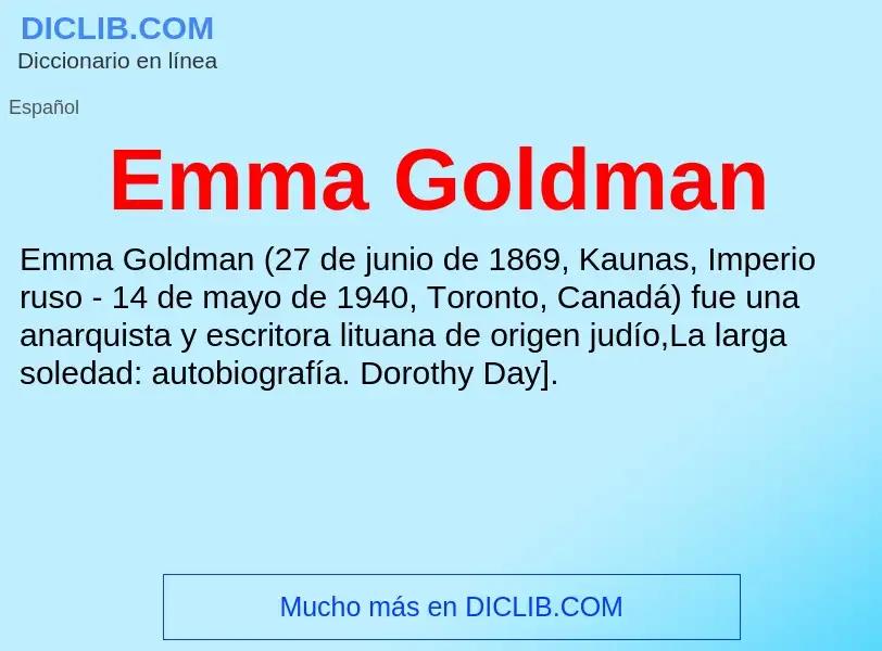 ¿Qué es Emma Goldman? - significado y definición