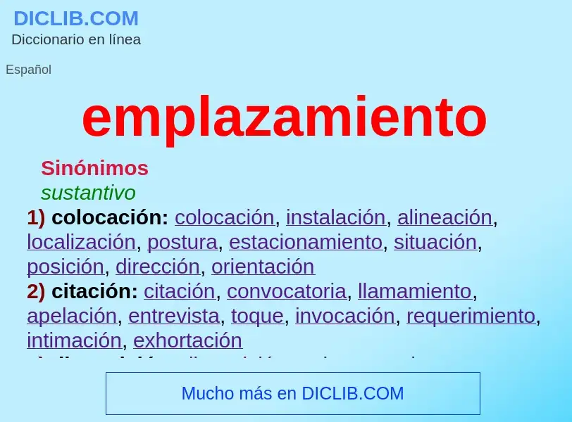 What is emplazamiento - definition