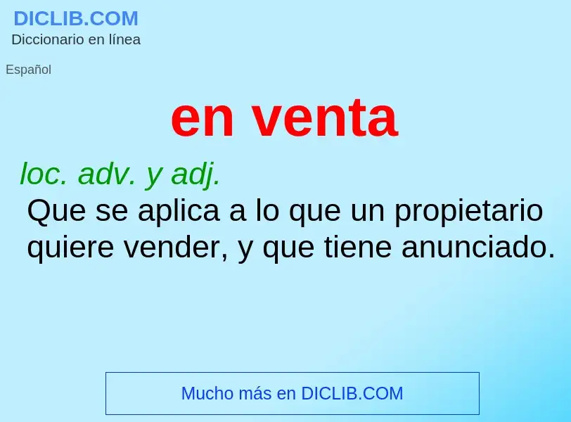 ¿Qué es en venta? - significado y definición