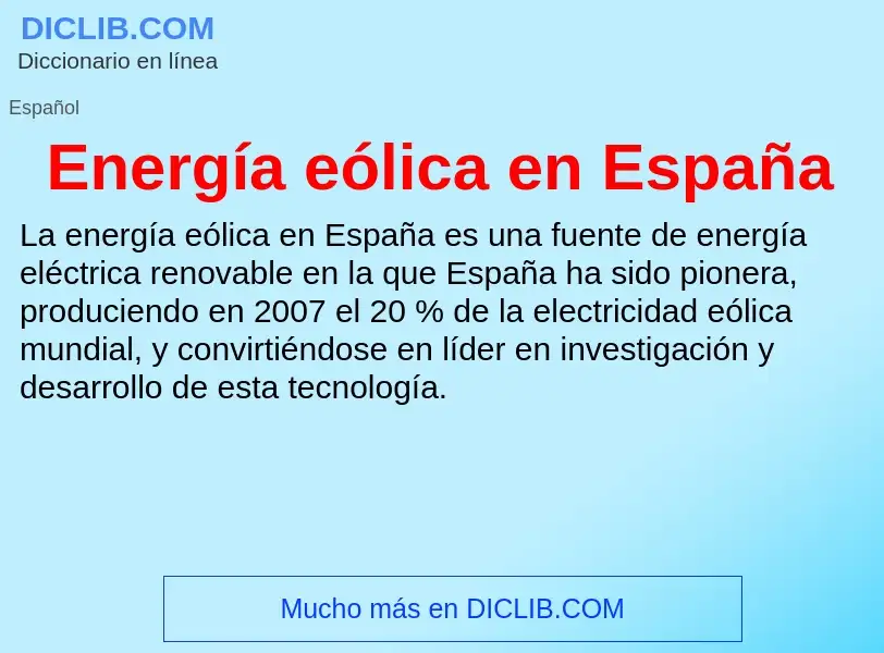 What is Energía eólica en España - meaning and definition