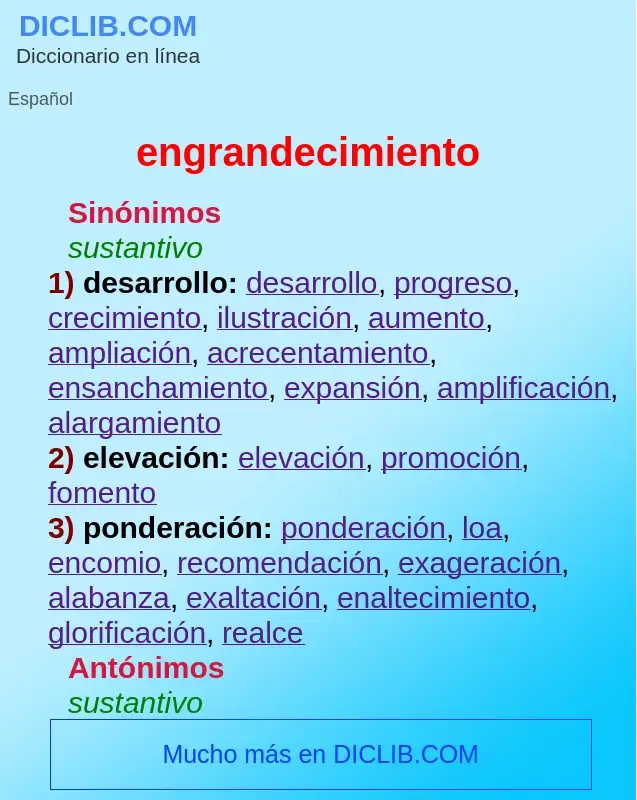 Wat is engrandecimiento - definition