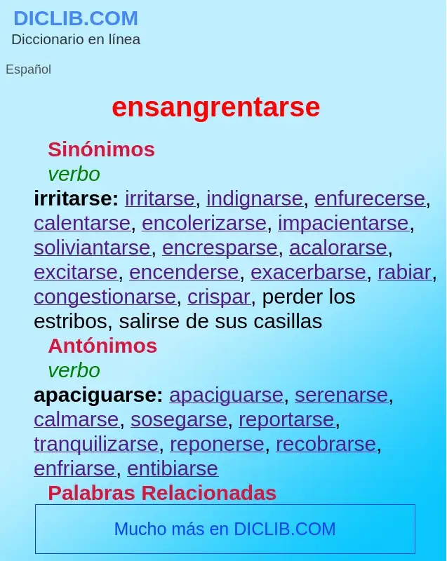 What is ensangrentarse - definition