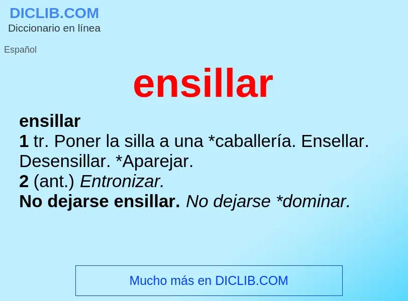 ¿Qué es ensillar? - significado y definición