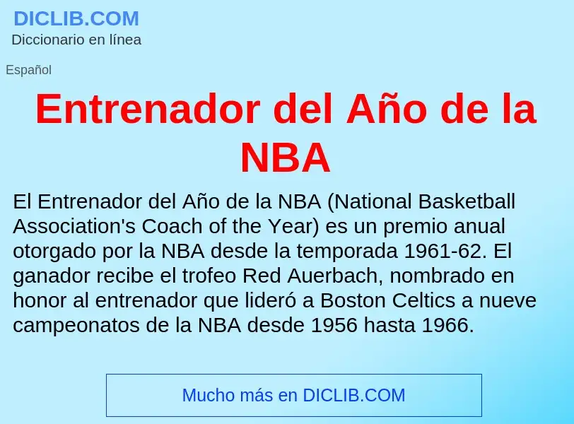 ¿Qué es Entrenador del Año de la NBA? - significado y definición