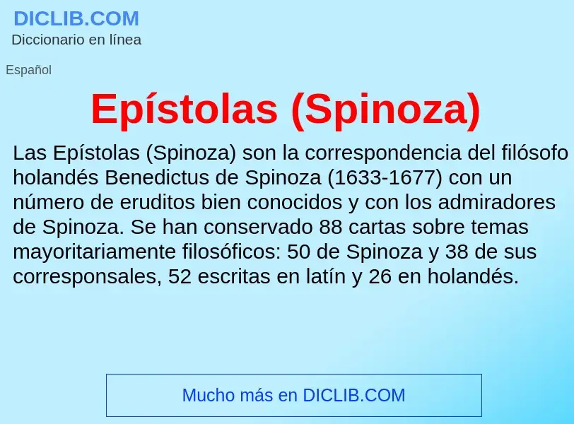 What is Epístolas (Spinoza) - meaning and definition