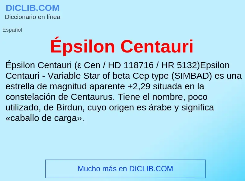 ¿Qué es Épsilon Centauri? - significado y definición