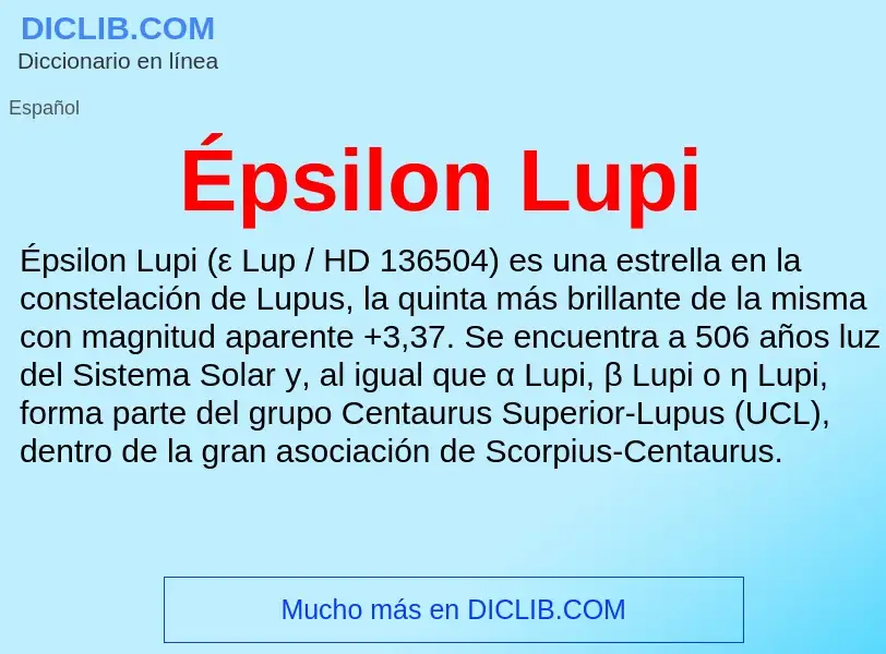 ¿Qué es Épsilon Lupi? - significado y definición