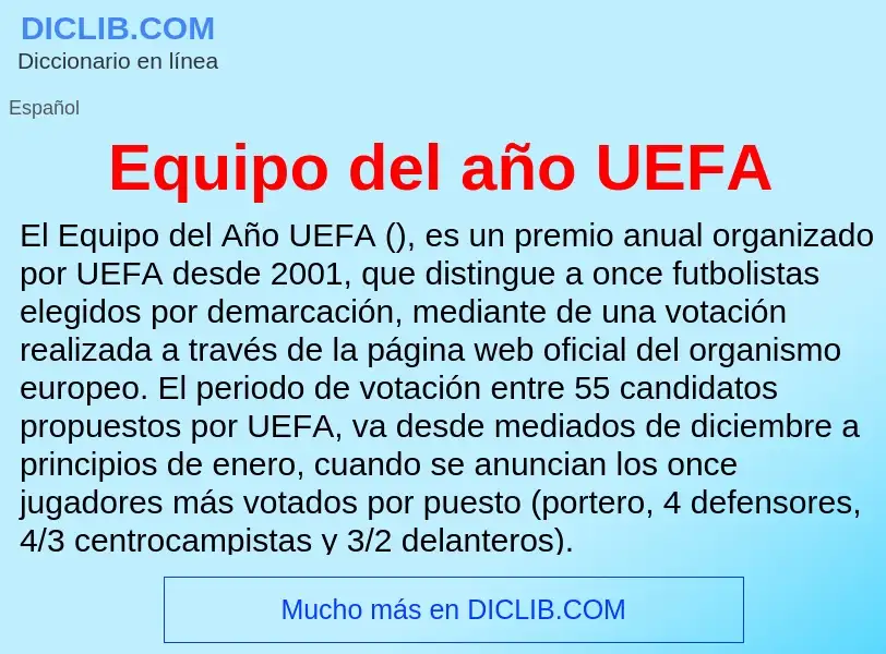 Что такое Equipo del año UEFA - определение