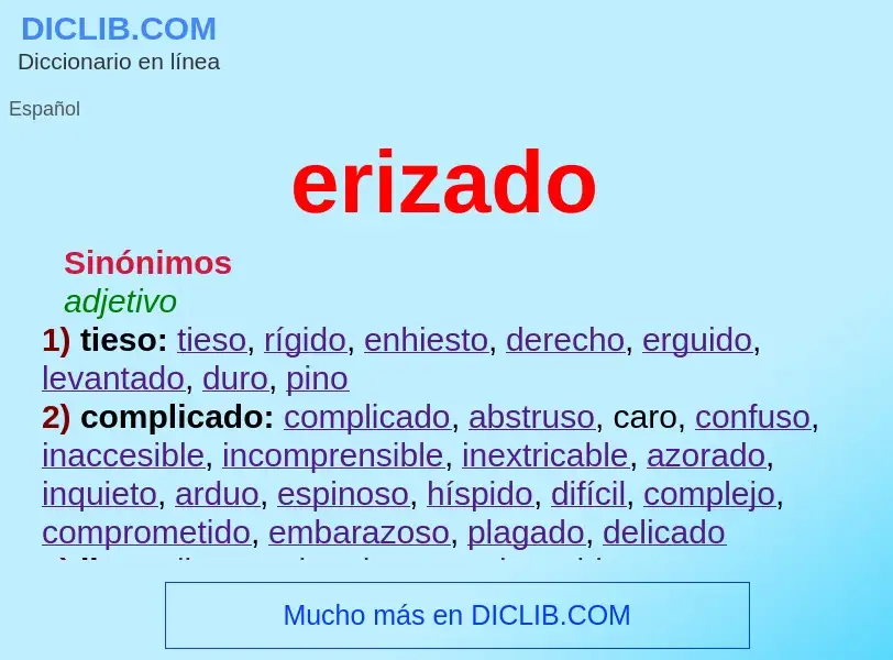 What is erizado - meaning and definition