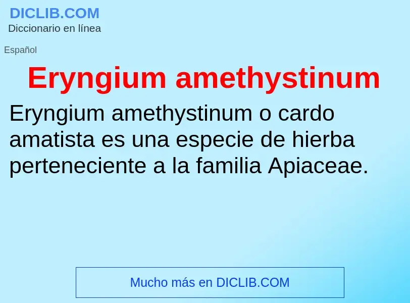 ¿Qué es Eryngium amethystinum? - significado y definición