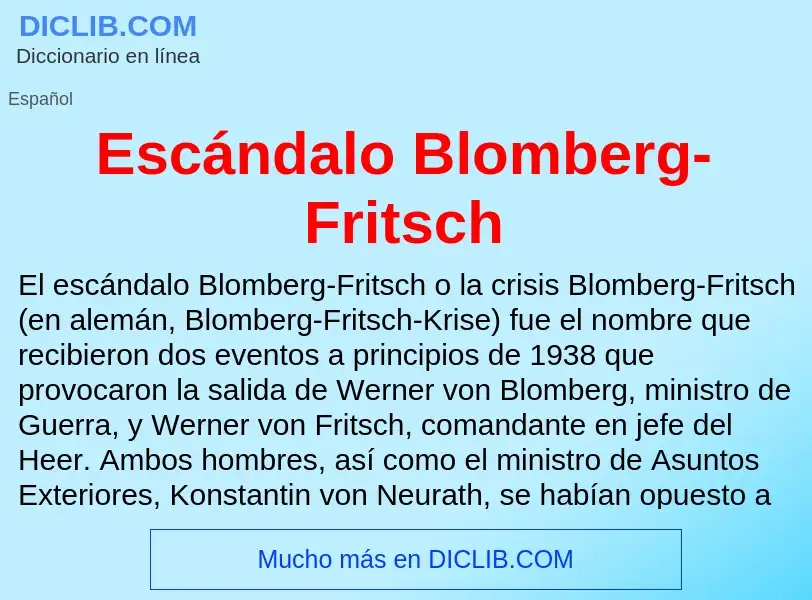 What is Escándalo Blomberg-Fritsch - meaning and definition