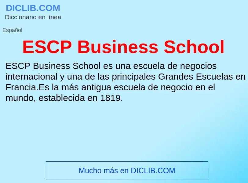 Τι είναι ESCP Business School - ορισμός