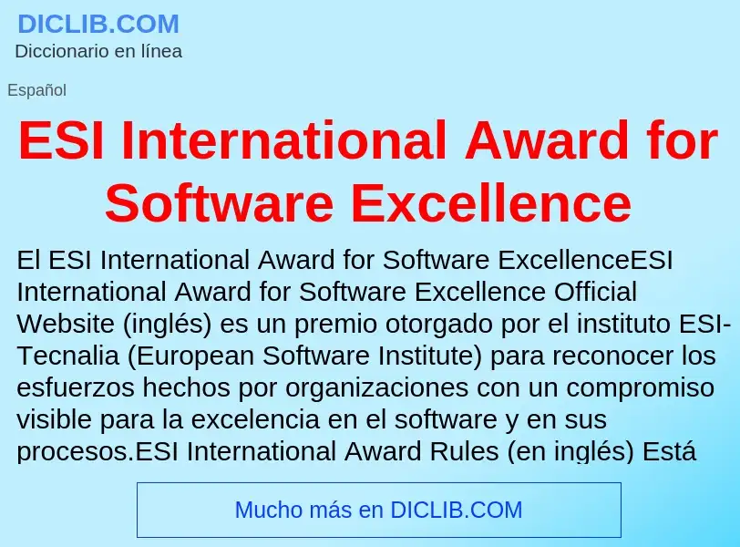 Что такое ESI International Award for Software Excellence - определение