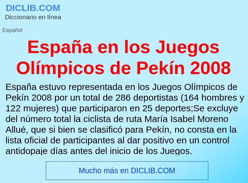 Wat is España en los Juegos Olímpicos de Pekín 2008 - definition