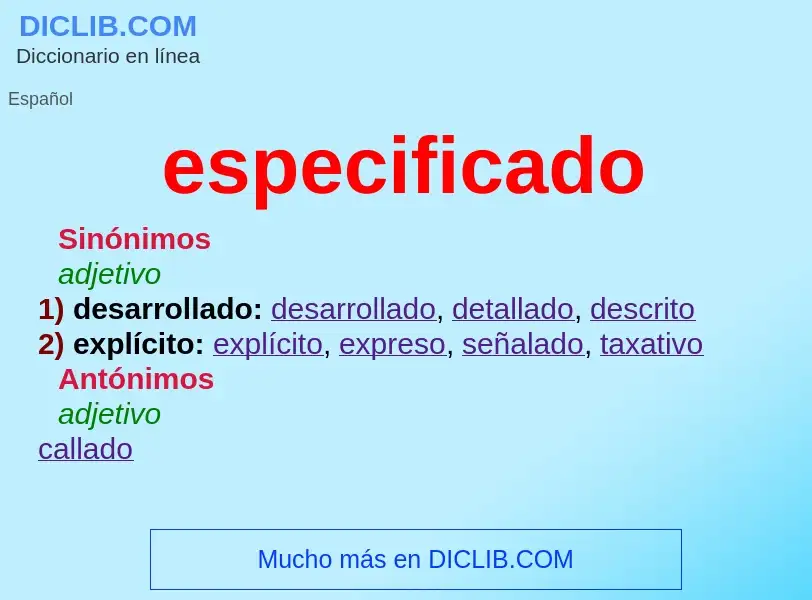 O que é especificado - definição, significado, conceito