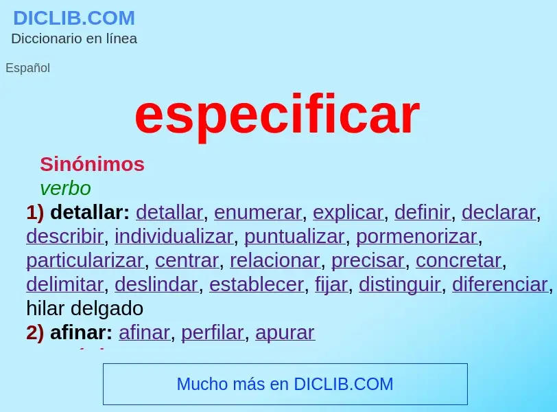 What is especificar - definition