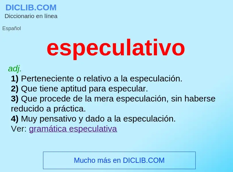 Wat is especulativo - definition