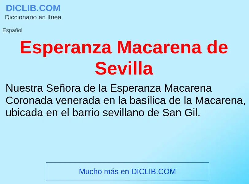 Wat is Esperanza Macarena de Sevilla - definition