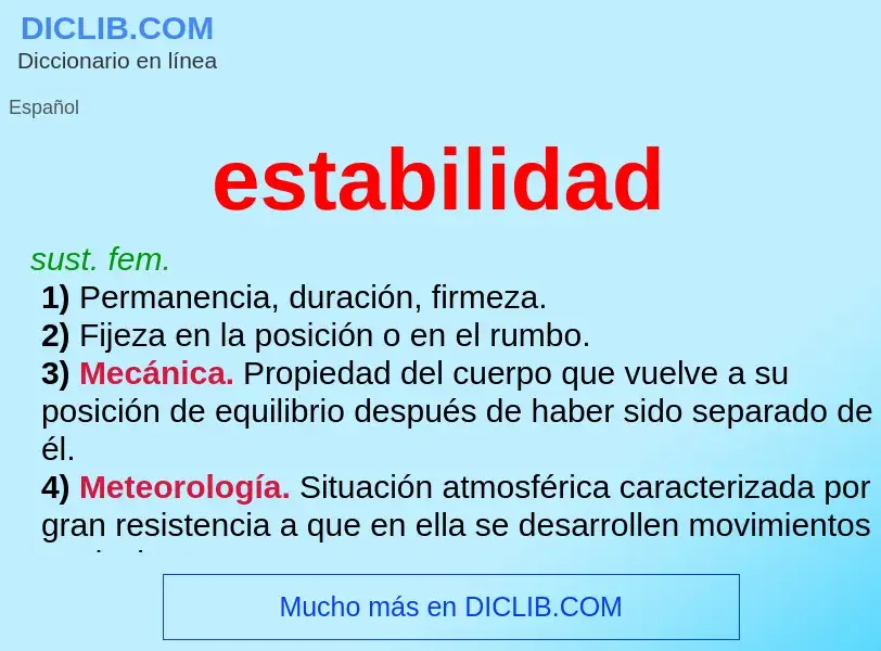 What is estabilidad - meaning and definition