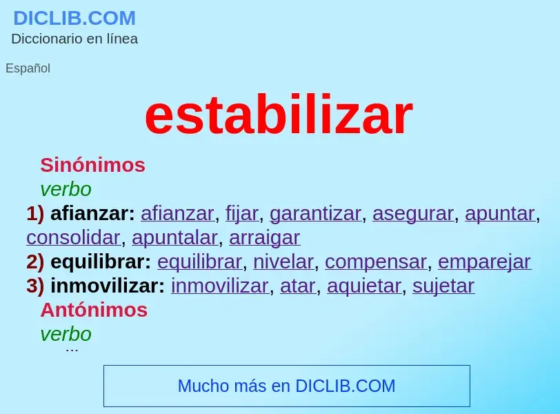 What is estabilizar - meaning and definition