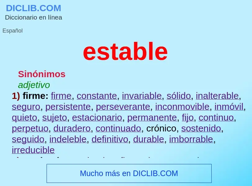 What is estable - meaning and definition