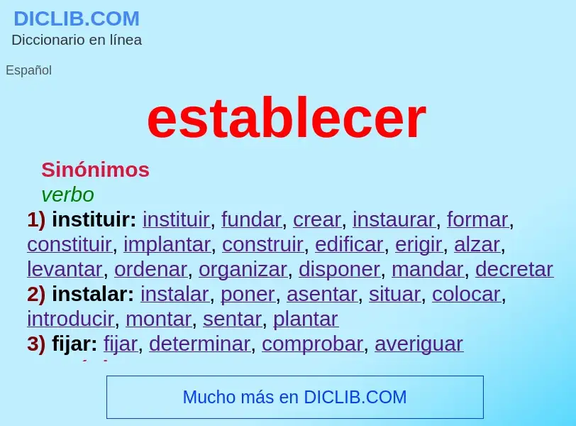 What is establecer - definition