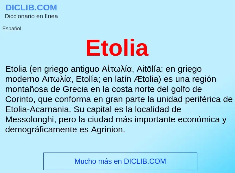 ¿Qué es Etolia? - significado y definición