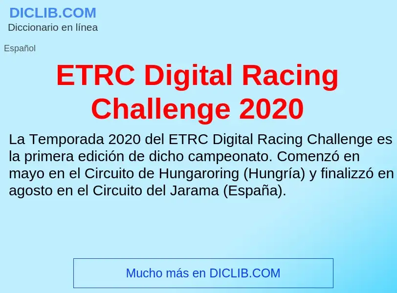 Что такое ETRC Digital Racing Challenge 2020 - определение