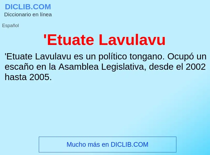 What is 'Etuate Lavulavu - meaning and definition