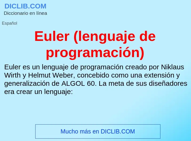 Che cos'è Euler (lenguaje de programación) - definizione