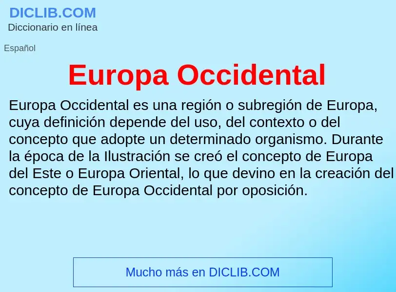 ¿Qué es Europa Occidental? - significado y definición