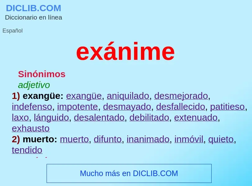 What is exánime - definition