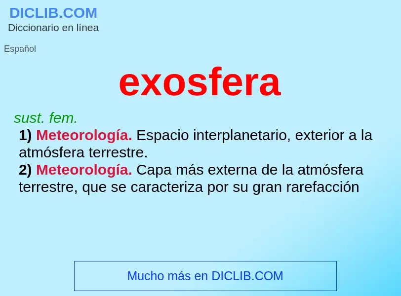 ¿Qué es exosfera? - significado y definición