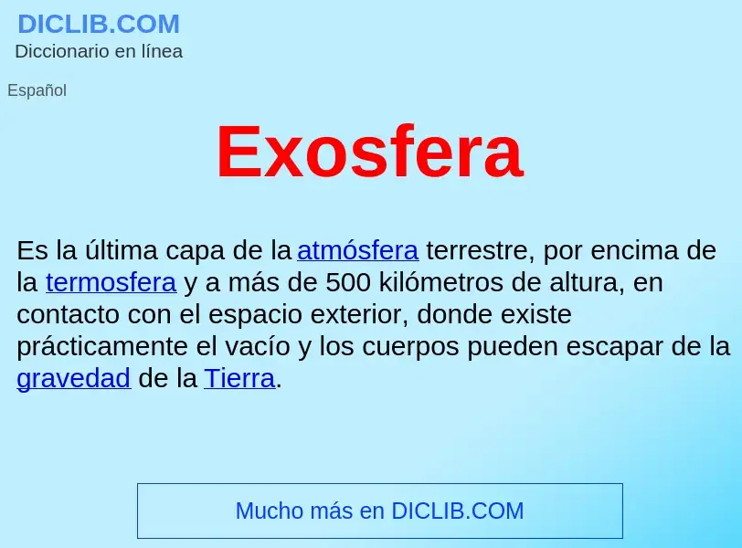 ¿Qué es Exosfera ? - significado y definición