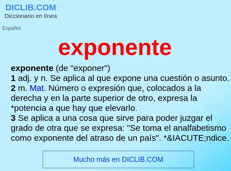 What is exponente - meaning and definition