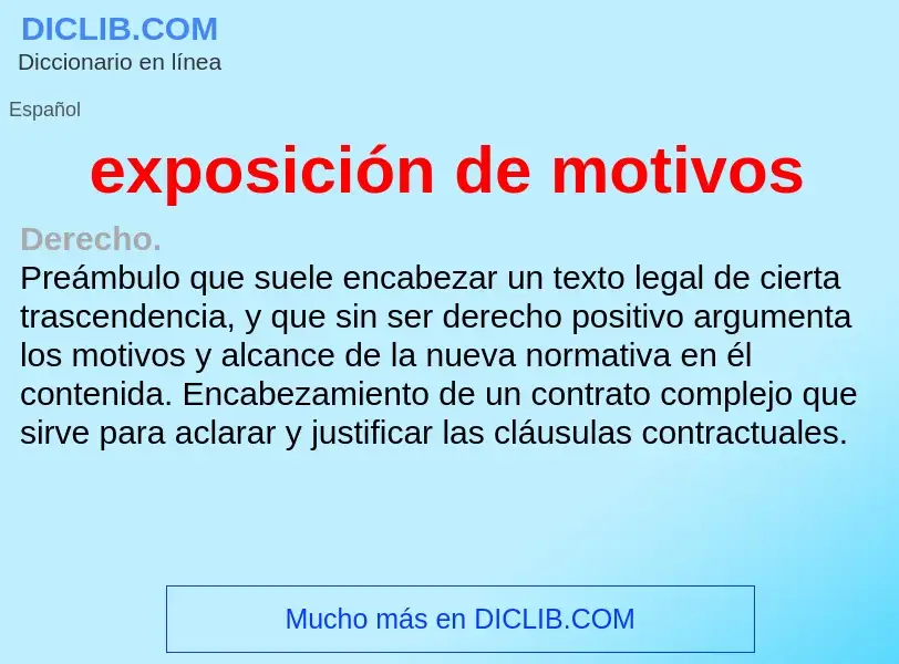 What is exposición de motivos - definition