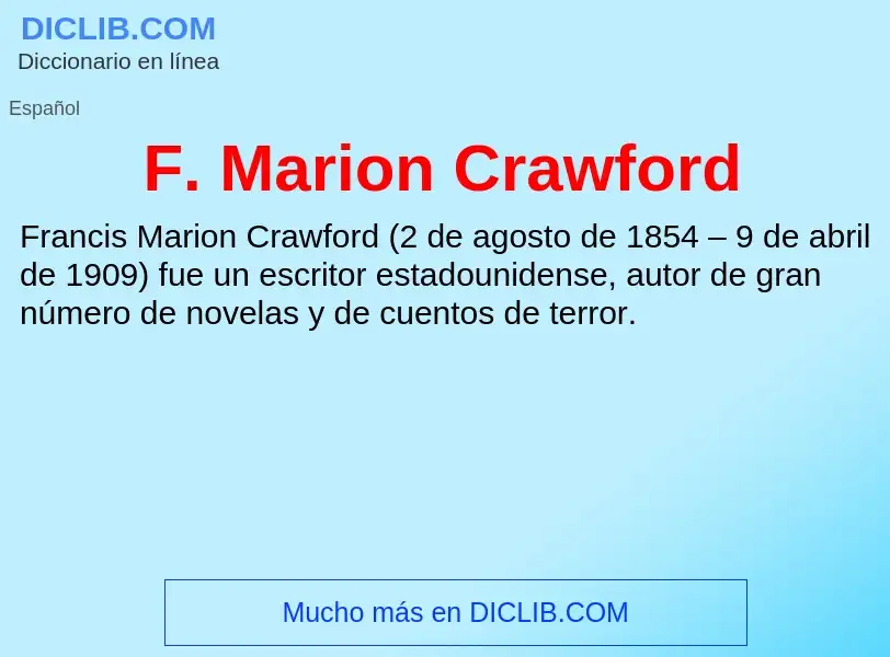 Qu'est-ce que F. Marion Crawford - définition