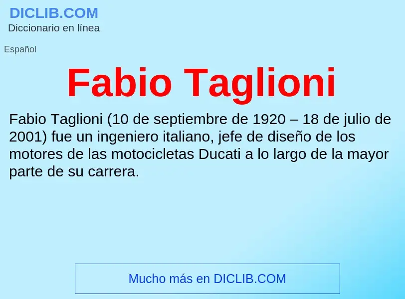 Che cos'è Fabio Taglioni - definizione