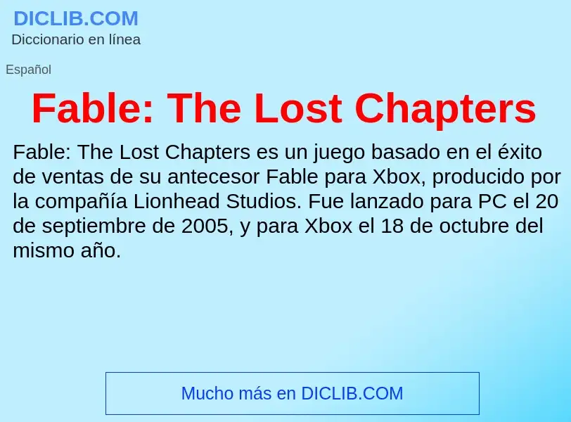 Che cos'è Fable: The Lost Chapters - definizione